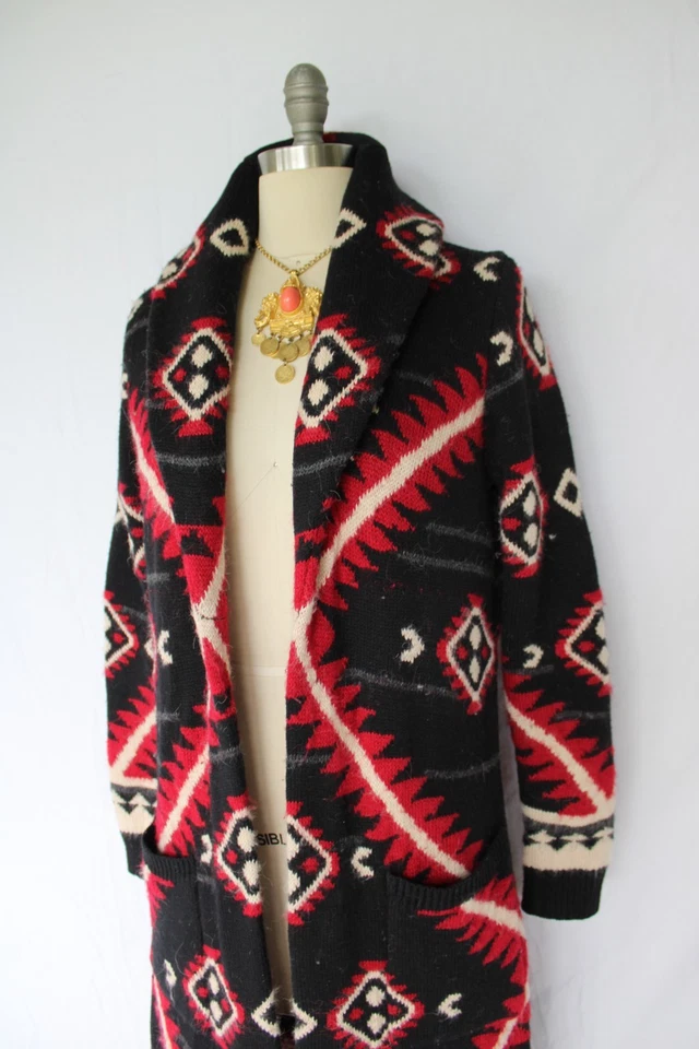RALPH LAUREN wool tribal Aztec Duster long cardigan sweater coat Southwestern S - Image 3 of 4