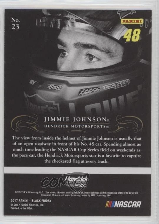 2017 Black Friday Panini Collection Thick Stock /50 Jimmie Johnson #23 HOF - Image 2 of 2