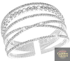 Rhinestone Bracelet for Women Silver Multilayer Cuff Bracelet Craystal