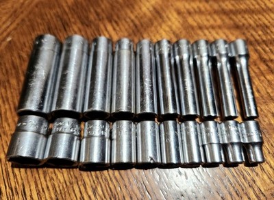 Snap on Tools TWO Full 10pc Standard 1/4dr Socket Sets Deep & Shallow 