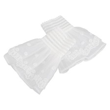 1 Pair White Lace Cuffs for Wrists Elastic Detachable Bridal Floral Sleeve Cuffs