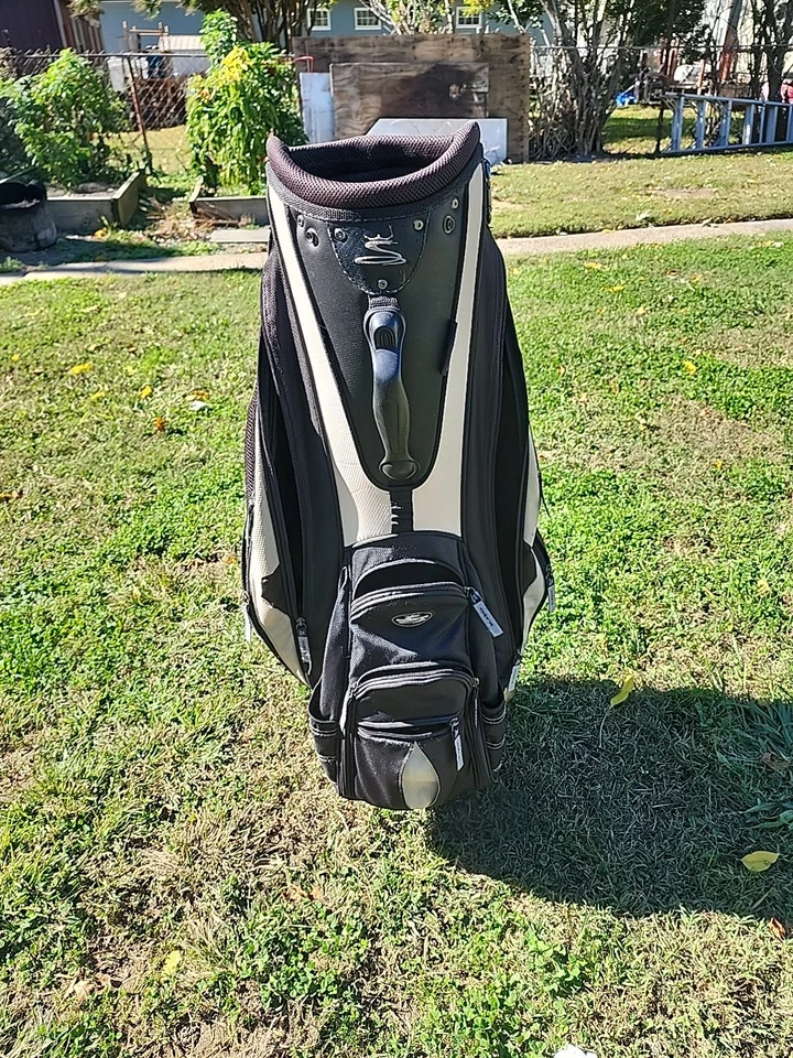 Сумка для гольфкара Cobra черная и серая 13 карманов 5-позиционный разделитель плечевой ремень - Изображение 2 из 4