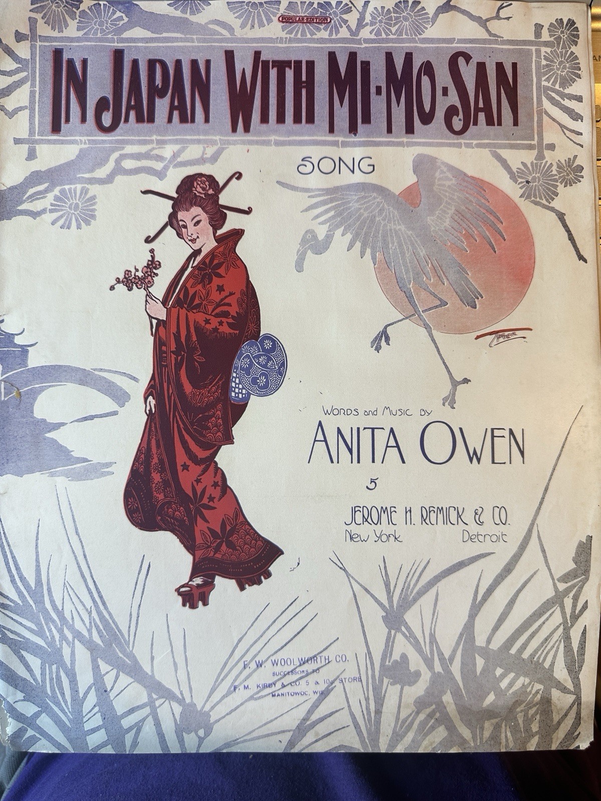 AA 1915 Exotic Oriental Sheet Music IN JAPAN WITH MI-MO-SAN by Anita Owen