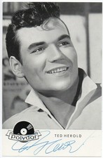 Oryginalny autograf TED HEDROLD na mapie Polydor dyskografia niemiecki Elvis