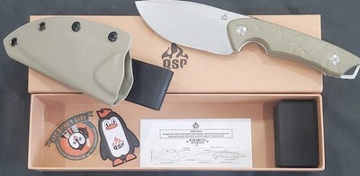 QSP QS169-C1 Tiny Tot Fixed 10CR15MOV Stonewashed Blade, Sand G10 Handle