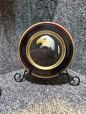 Black & 22K Gold Bald Eagle Collector Plate   Black Hills Souvenir Decor