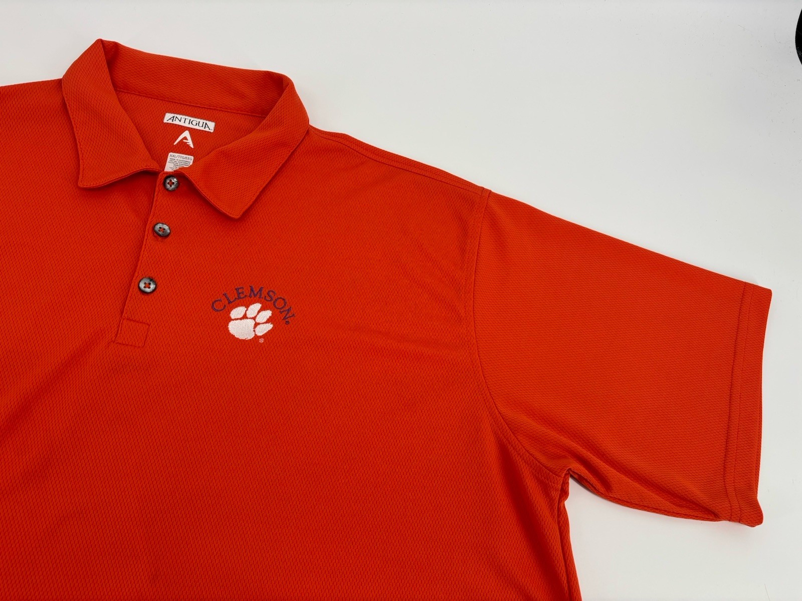 Antigua Clemson Tigers Polo Shirt Mens 2XL XXL Orange Performance Golf NCAA Mesh