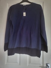 Primark Blue With Black Bottom Trim Longline  Jumper, Sz 14/16, New