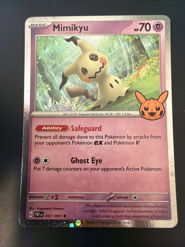 Pokemon Card Mimikyu Trick Or Trade Cosmo Holo Rare 037/091 NM
