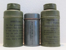 3 Vintage WWII US Army Field Gear Issue Gas Mask Cloth & 2 Desenex Foot Powder