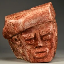 ELIZABETH CATLETT Original Vintage Signed Rouge Marble Statue Bust Art Sculpture