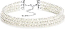 BABEYOND Round Imitation Pearl Choker Necklace Multi Strands 20s... 