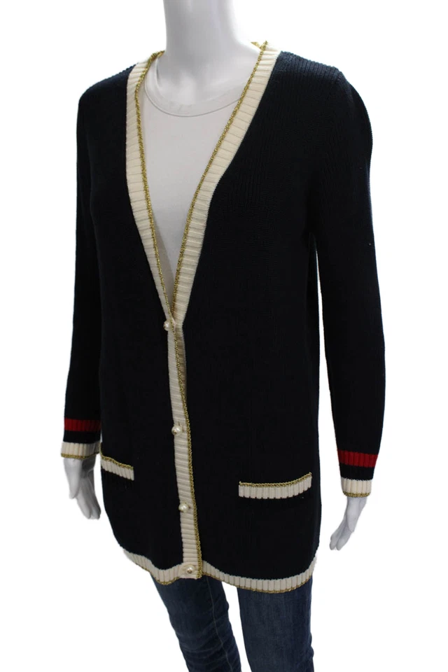 Cárdigan Gucci Unisex Azul Oscuro Cuello en V Talla M Foto 3 de 4