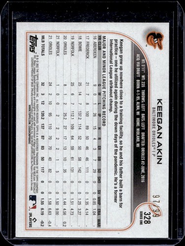 2022 Topps Keegan Akin Vintage Stock #97/99 Orioles - Picture 2 of 2