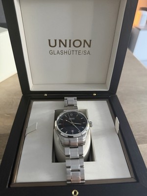 Union Glashütte 41 mm Belisar GMT D009.429.11.057.02 - Neuwertig Box / Papiere