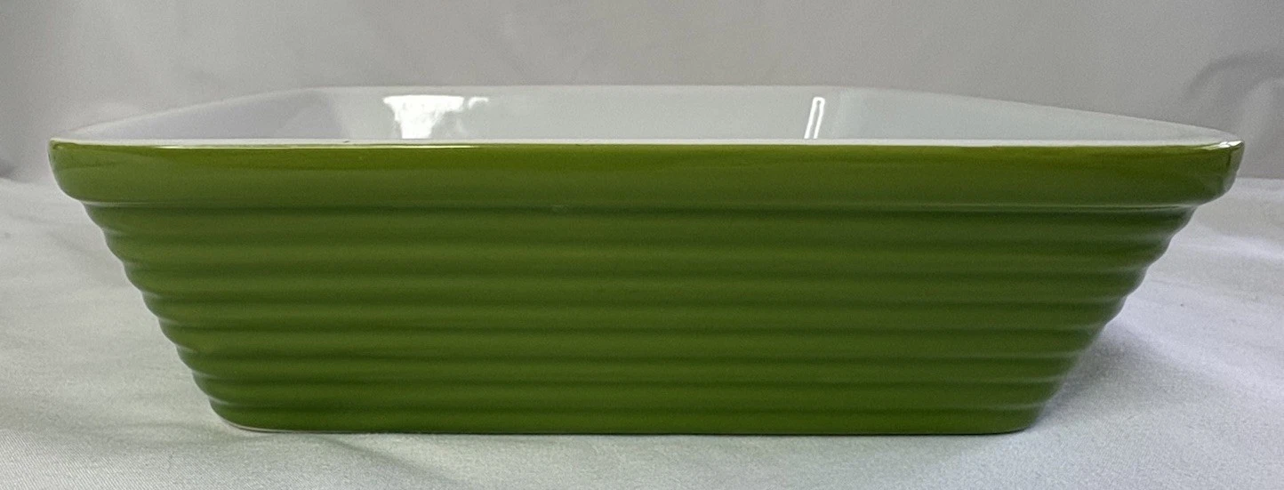 BIA Cordon Bleu Baking Dish Square Horizontally Ribbed Ceramic Green 9” 1.5 Qt
