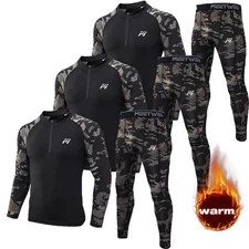 6pc Men Thermal Underwear 3set Fleece Long Johns Top&Bottom Base Layer Warm Soft