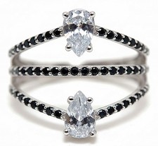 2CT Treated Black Sapphire Topaz 925 Sterling Silver Ring Jewelry Sz 7