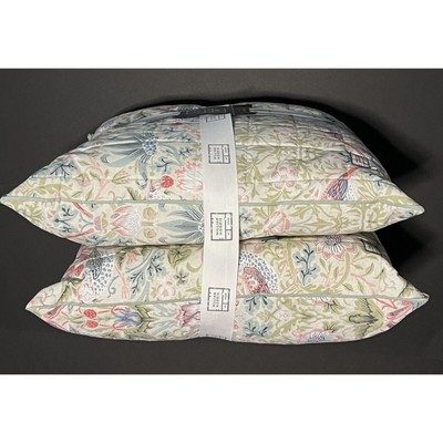 WILLIAM MORRIS Strawberry Thief Summer EURO PILLOWS Shams Set Pair Of 2 Pink Blu