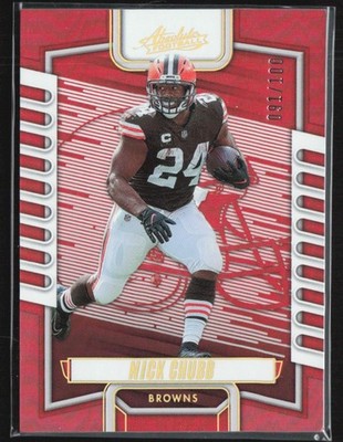 Nick Chubb 2023 Panini Absolute Red Spectrum /100 #35 Cleveland Browns