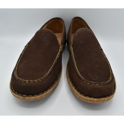 Born Mens Size 13 Naldo Brown Moc Toe Suede Loafers Shoes  display picture 1