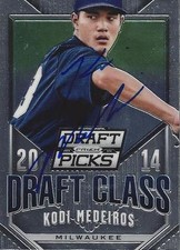 Kodi Medeiros Milwaukee Brewers 2014 Panini Prizm Draft Signed Card