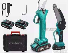 Kit 2 PZ FORBICE a batteria da POTATURA+MOTOSEGA +valigia cesoia 48V + 4BATTERIE