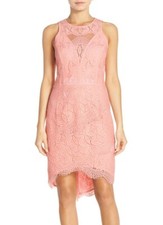 Adelyn Rae Lace High/Low Sheath Dress Sz. Small (Light Pink) 152153