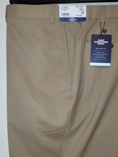 HART, SCHAFFNER & MARX Men's 44 Regular NEW YORK Wool TAN Dress Slacks, NWT