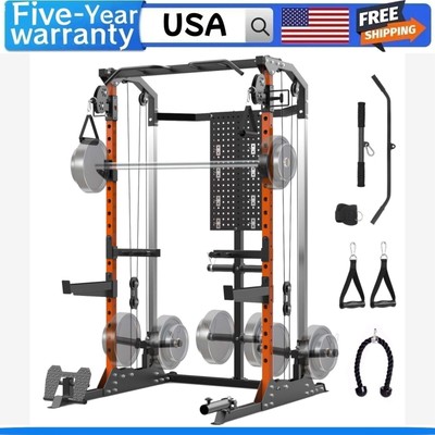  2000LBS Multi-Function Power Cage Power Rack with Dual Independent Pulley Syst
