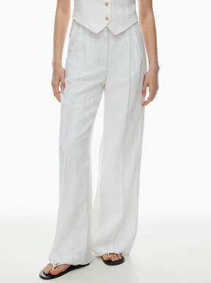 Aritzia Wilfred Women's White Linen Wider The Effortless Pant Sz 10