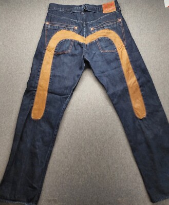 Vintage Evisu Jeans 34x34 Button Fly Buckle Back Big Logo Lot 0002 