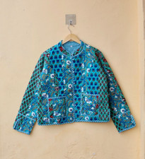 Handmade Cotton Quilted Jacket Patchwork Kimono Style Kantha Women's Boho Coat