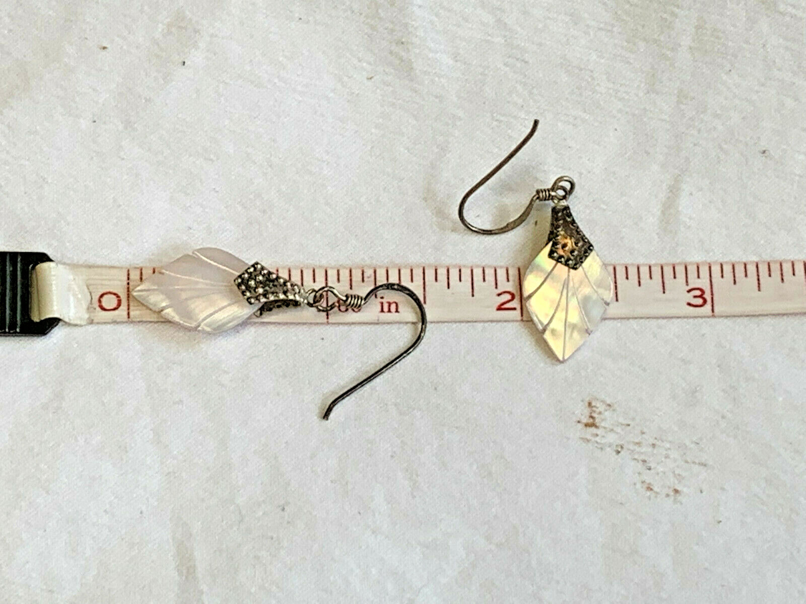 Vtg Sterling Silver MOP Abalone Shell Dangle Drop… - image 9