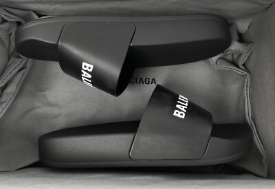 Balenciaga Kids Boy Girl Logo Pool Slides Sandals Black Italy 29