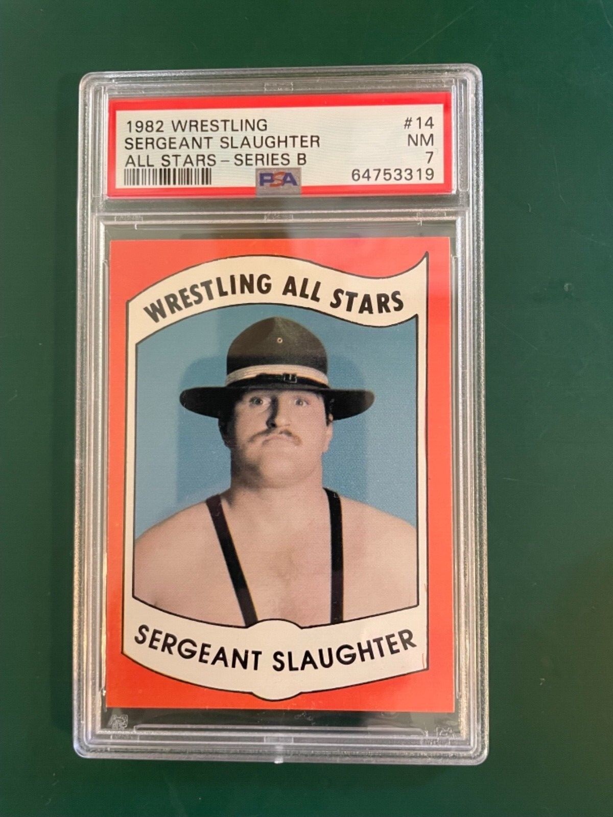 1982 Wrestling All Stars - Series B - Sergeant Slaughter, Card #14, PSA 7
