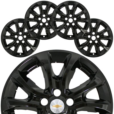 4 Black 2018-2021 Equinox 17'' Wheel Skins Hub Caps Full Covers fit Aluminum Rim