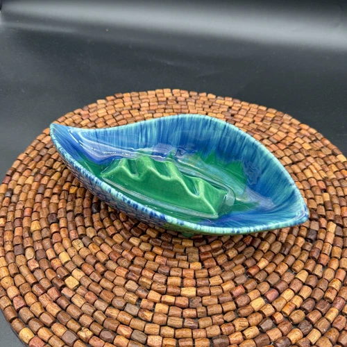 Royal Haegar  Blue and Green Vintage Footed Ashtray Ashbowl R 1836