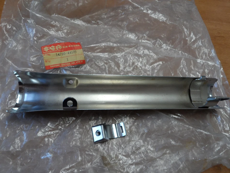 Новый из старых запасов оригинальный производитель Suzuki хромированный чехол для левого глушителя 1980-1982 GS450EX GS450SX 14790-44100 - Изображение 3 из 4