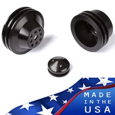 Black Aluminum Big Block Chevy Pulley Kit 2 Groove 427 454 LWP BBC Crank