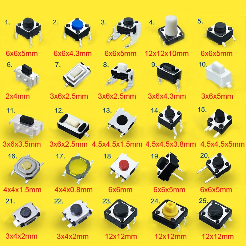 SMD Vertical Horizontal Tactile Push Button Small Switch Various Sizes Optional - Image 2 of 2