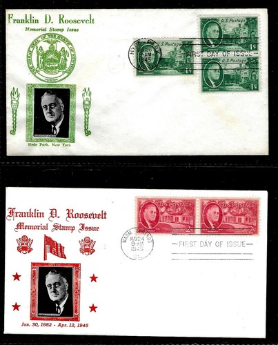 930 - 933 Stamps (1945-6) THE ROOSEVELT MEMORIAL FDC SET BY WALTER CROSBY !! - Picture 2 of 3