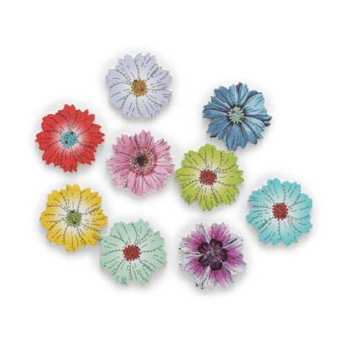 30 pièces bouton mixte fleur bois couture scrapbooking vêtements artisanat décoration - Photo 1 sur 2