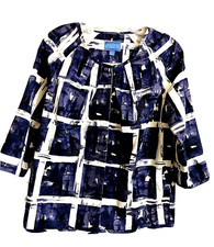 Simply Vera Vera Wang Jacket Blazer Size M Abstract Plaid Geometric 1/2 Slvs New