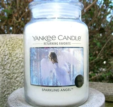 Yankee Candle "SPARKLING ANGEL" Festive ~ Large 22 oz. ~ WHITE LABEL~ RARE ~ NEW