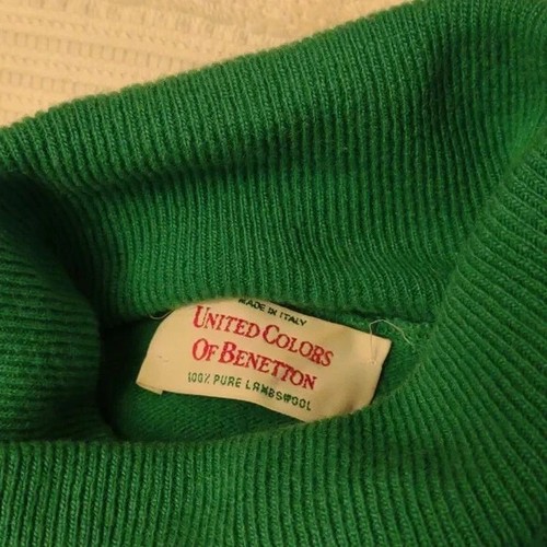 Vintage 80's Benetton Green Pure Lambswool Turtleneck Sweater - Size 50 (EU) - Picture 10 of 14