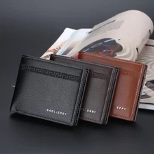 Man's Leather Clutch Bag Credit Card Holder Wallet Foldable Pocket Purse Gift US