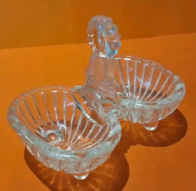 Ancien saleron sel poivre salière poivrier en verre soufflé 1950 joli modèle - Photo 1/4