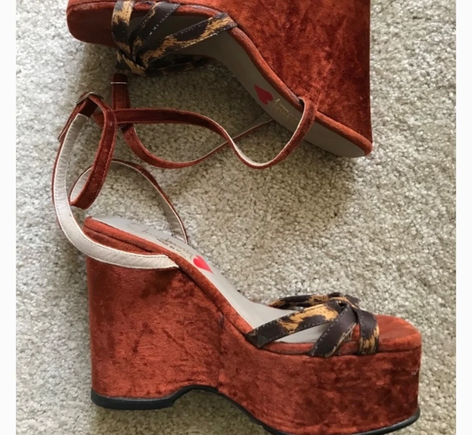 LUICHINY España VINTAGE Leopardo Pinup Estilo PLATAFORMA Tacones 7B Foto 4 de 4