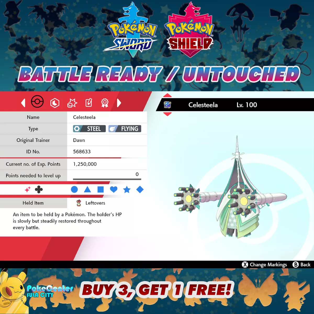 Pokemon Sword And Shield Shiny Celesteela 6IV Battle Ready Fast Delivery